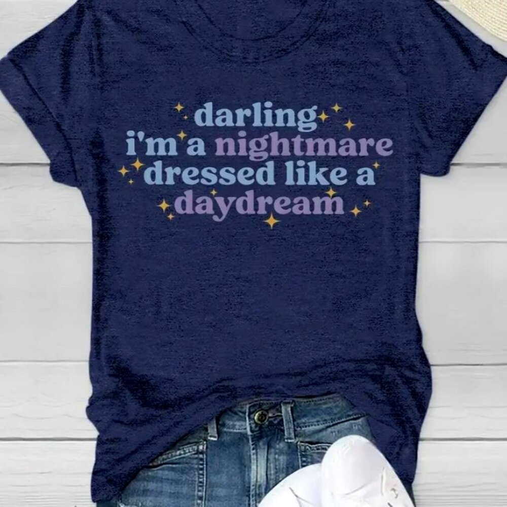 Dressed Like A Daydream T-shirt Short Sleeve Crew‎ Neck Womens Casual Blue - NWT
